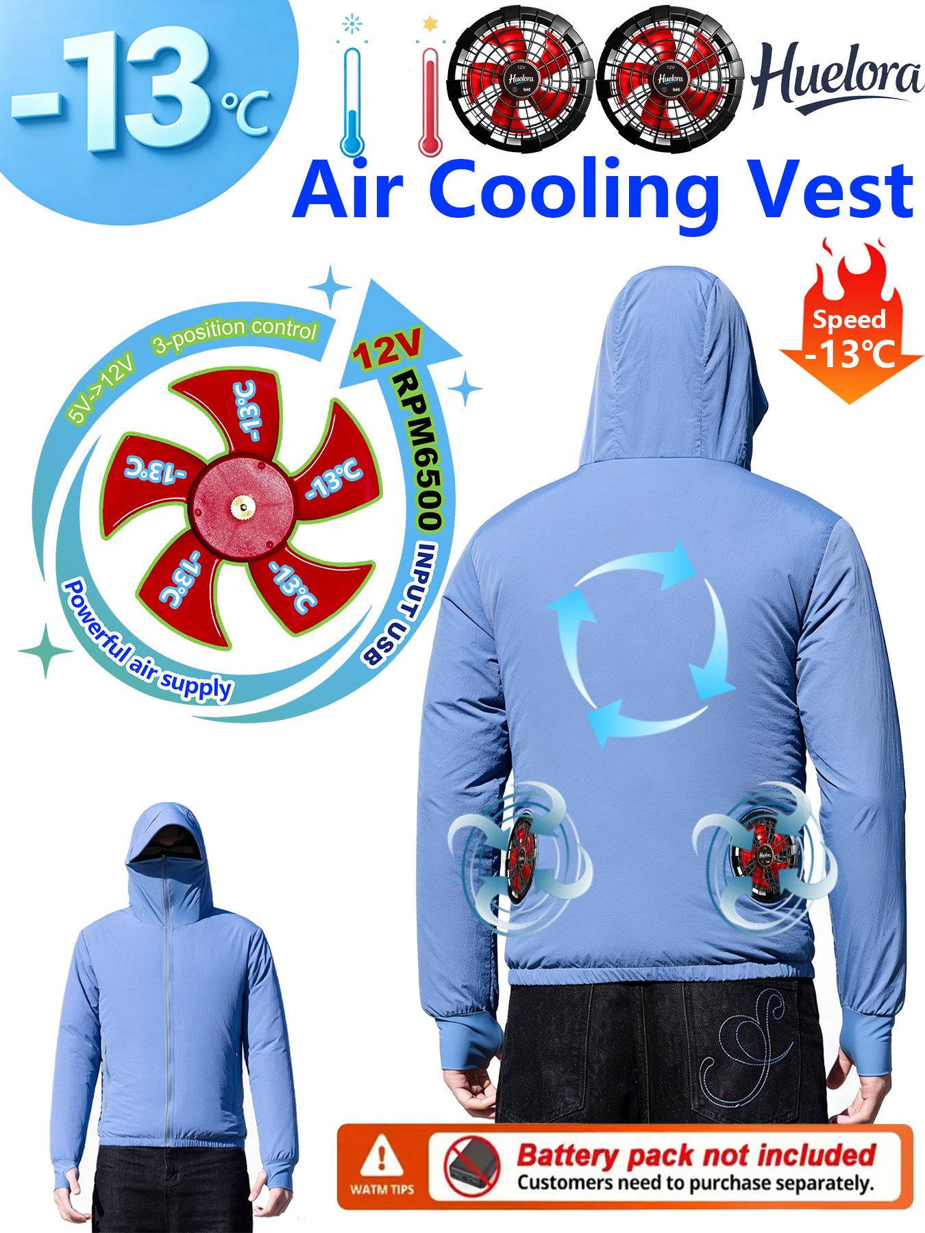 Outdoor Power Works - Veste de refroidissement à capuche 12V