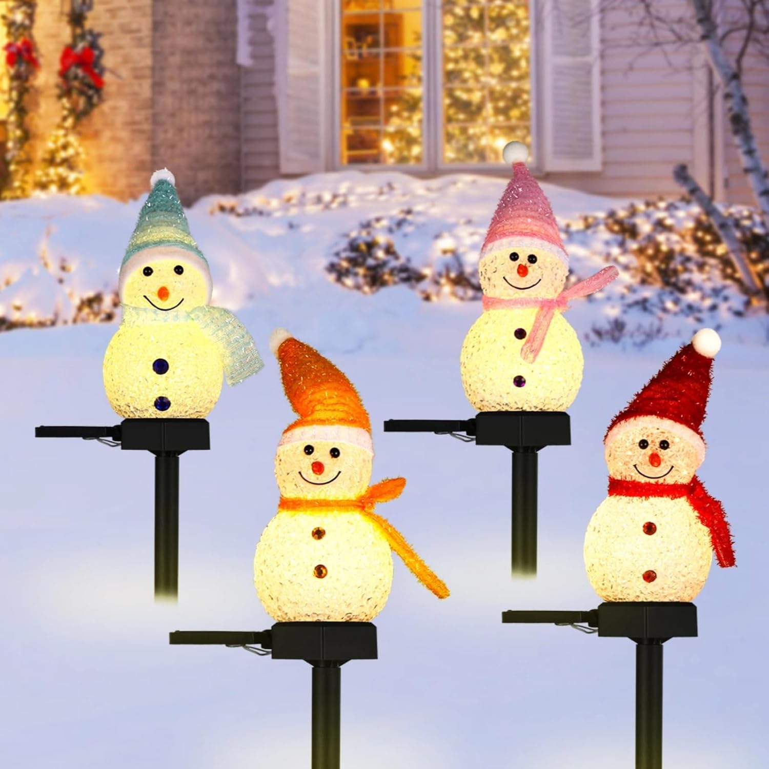 Outdoor Power For Xmas Lights - LED bonhomme de neige solaire jardin