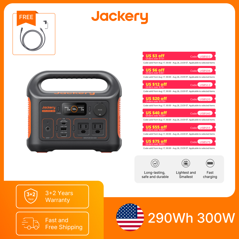 Extension Cord Outdoor - Station d'alimentation portable Jackery Explorer 300New