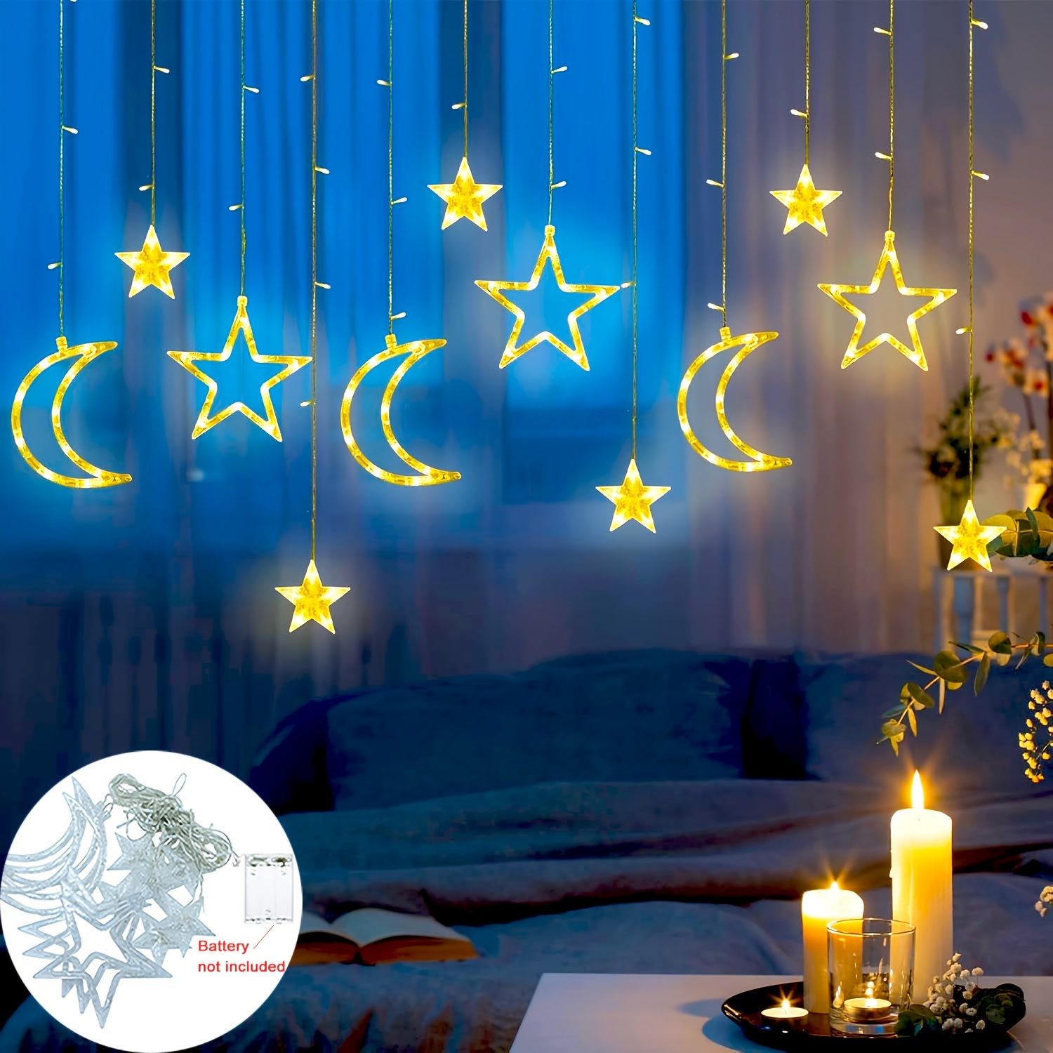 Outdoor Power For Xmas Lights - 3.5m étoile lune LED rideau chaîne