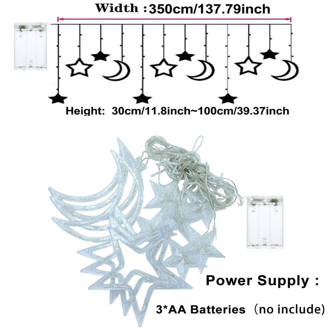 3.5m étoile lune LED rideau ch - Outdoor Power For Xmas Lights avis et prix